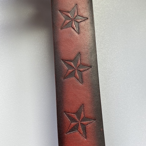 HOT TOPIC GENUINE LEATHER BELT Men’s 34 Brown Tulled Stars Western Cowboy - Picture 6 of 7